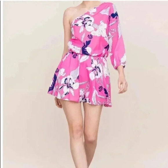Yumi Kim One Shoulder Pink Floral Mini Dress NWT M - Picture 1 of 11